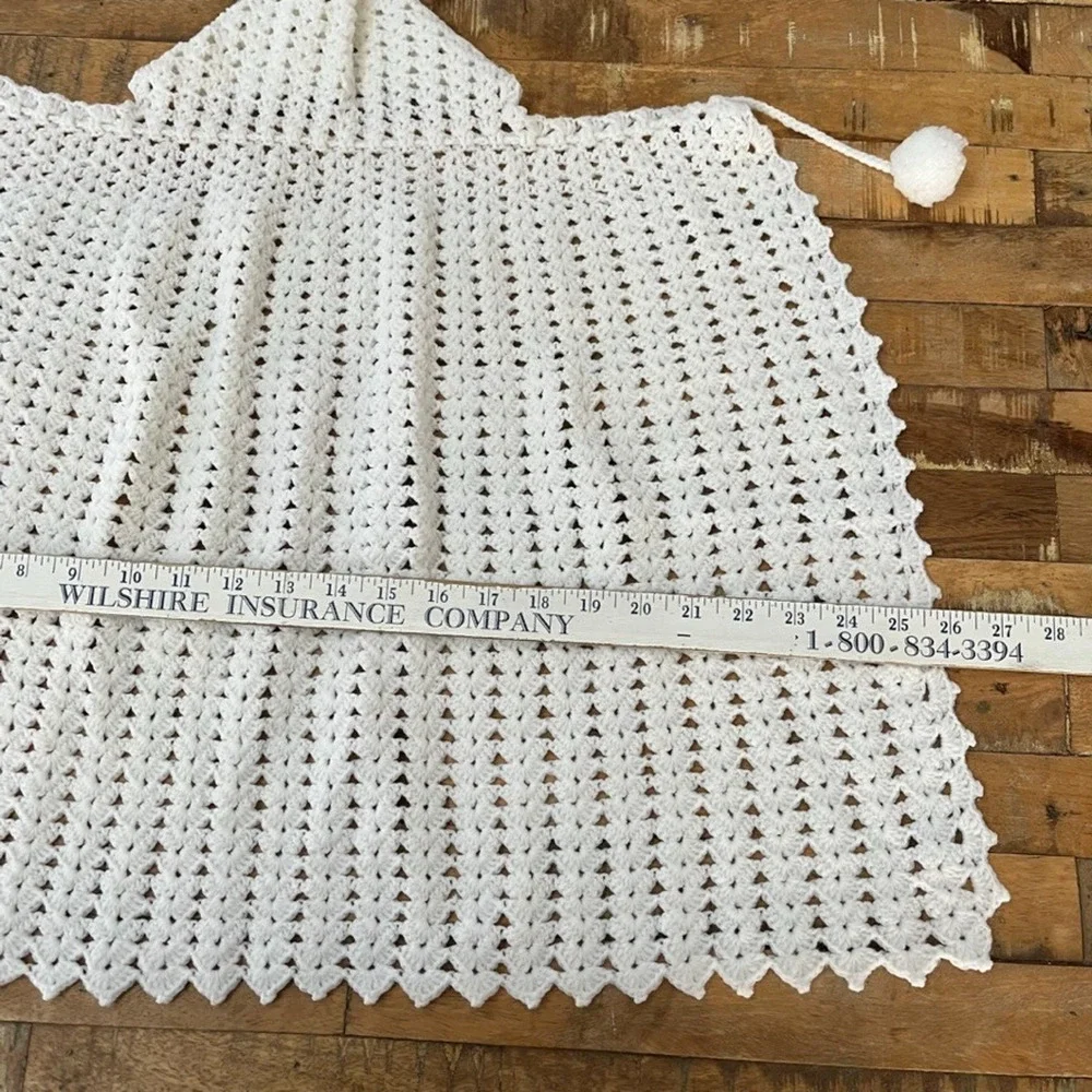Handmade Crochet Hooded Shawl Cape Infant Toddler Unisex Adjustable Drawstring